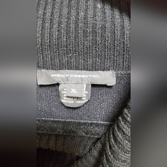 French Connection Turtleneck Sweater Black Flattered Sleeve soft acrylic size XL - Picture 5 of 6